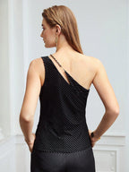 MOTF PREMIUM ASYMMETRICAL VELVET CHAIN TOP shein