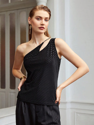 MOTF PREMIUM ASYMMETRICAL VELVET CHAIN TOP