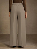 SOLID COLOR SEAM FRONT STRAIGHT LEG SUIT PANTS shein