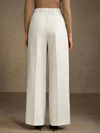 SOLID COLOR SEAM FRONT STRAIGHT LEG SUIT PANTS shein