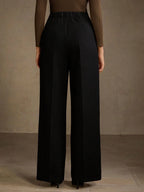 SOLID COLOR SEAM FRONT STRAIGHT LEG SUIT PANTS shein