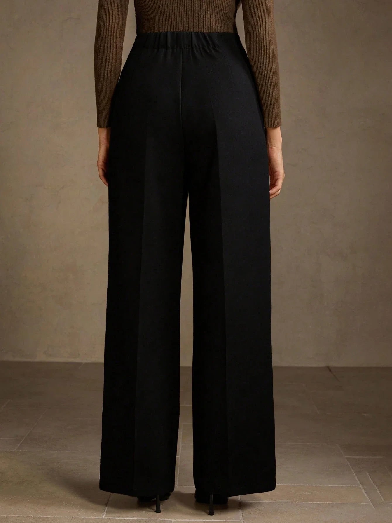 SOLID COLOR SEAM FRONT STRAIGHT LEG SUIT PANTS shein