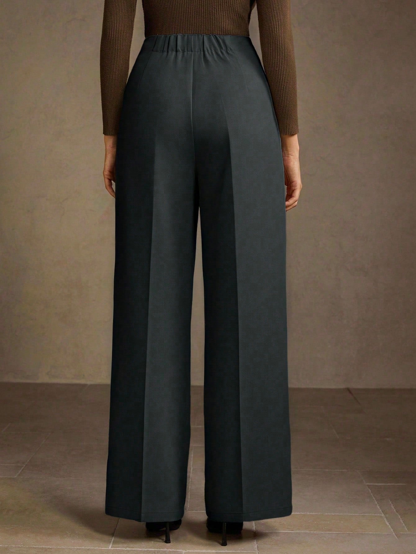 SOLID COLOR SEAM FRONT STRAIGHT LEG SUIT PANTS shein