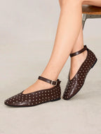 MOTF PREMIUM FASHION STUDDED FLAT SLIP-ON SPRING SHOES shein
