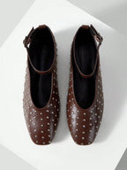 MOTF PREMIUM FASHION STUDDED FLAT SLIP-ON SPRING SHOES shein