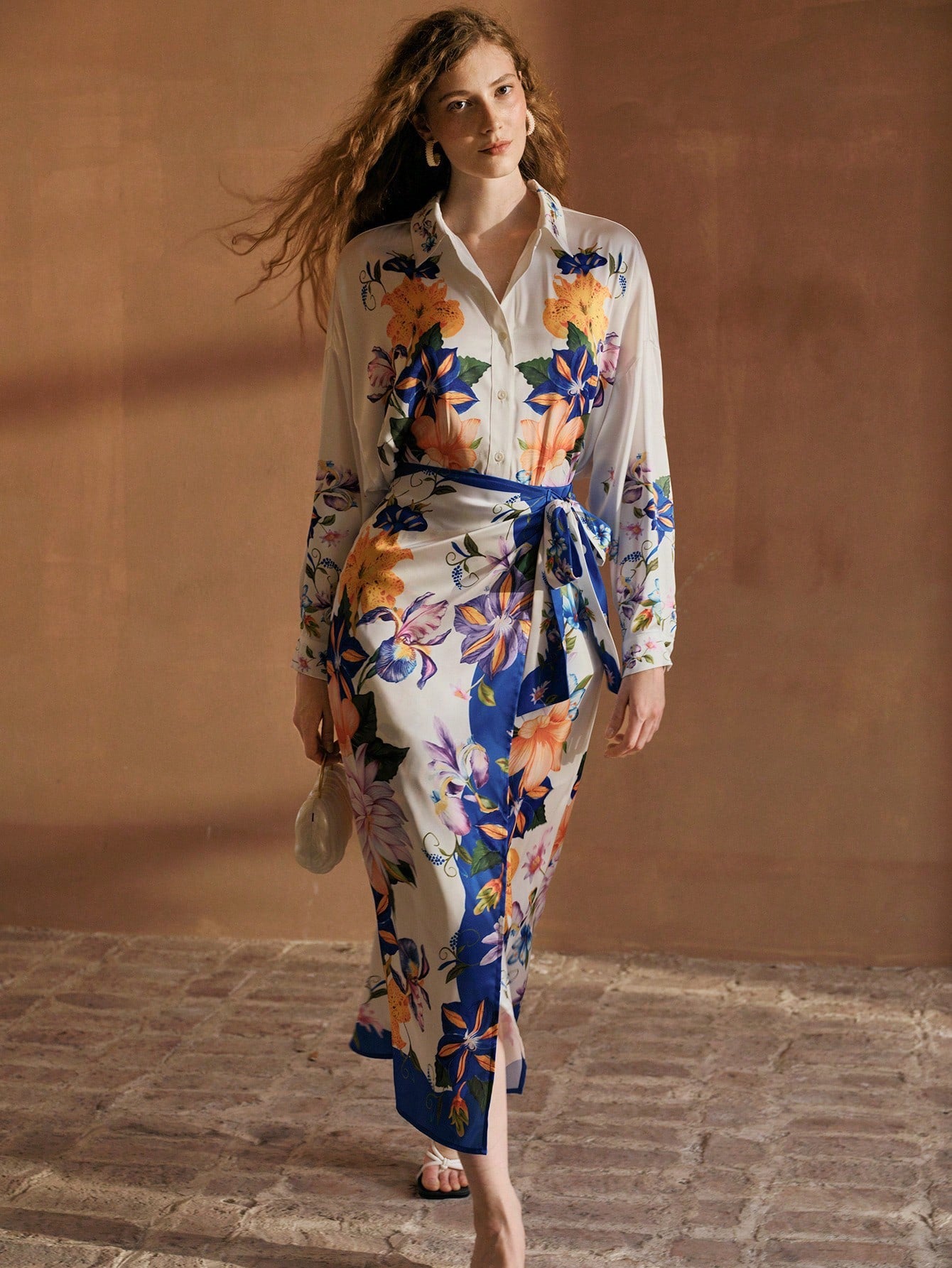 MOTF PREMIUM FLORAL PRINT BUTTON UP SHIRT shein