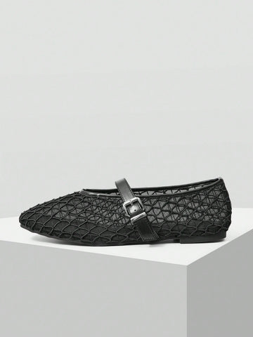 MOTF PREMIUM WOMEN'S LASER HOLLOW SQUARE TOE FLAT SLIP-ON SHOES