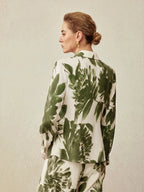 MOTF PREMIUM LINEN MINIMALIST FLORAL PRINT FITTED SHIRT