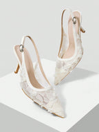 MOTF PREMIUM WOMEN'S FASHION MESH RHINESTONE BACKLESS POINTED TOE HIGH HEEL shein