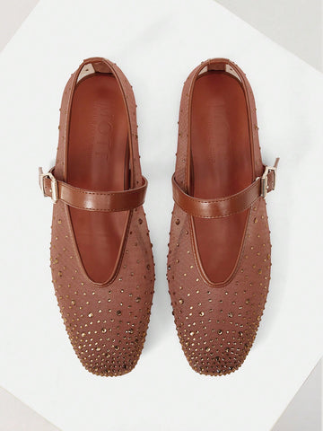 MOTF PREMIUM WOMEN'S LASER HOLLOW SQUARE TOE FLAT SLIP-ON SHOES