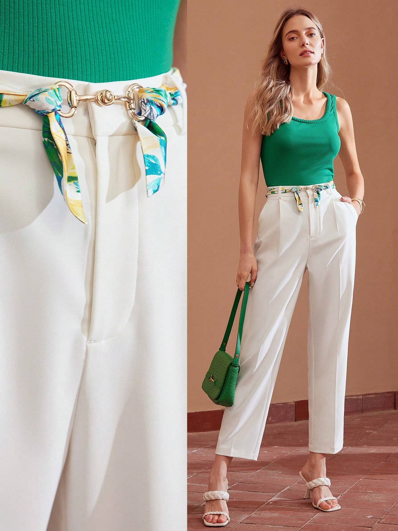 MOTF PREMIUM SEAM FRONT SLANT POCKET BELTED SUIT PANTS