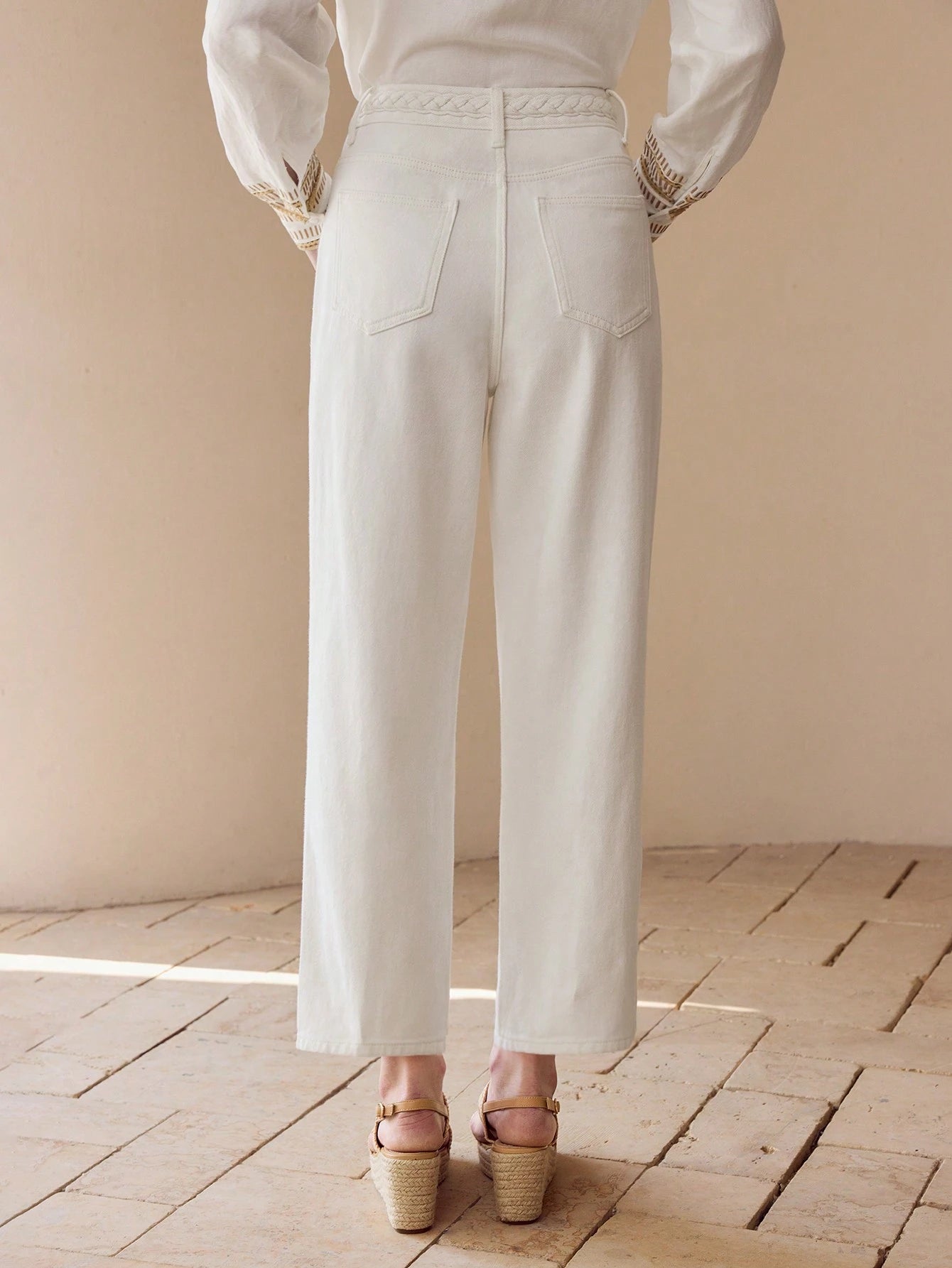 MOTF PREMIUM CABLE WAIST ZIP FRONT STRAIGHT LEG JEANS