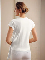 PREMIUM KNOT FRONT CAP SLEEVE T-SHIRT shein