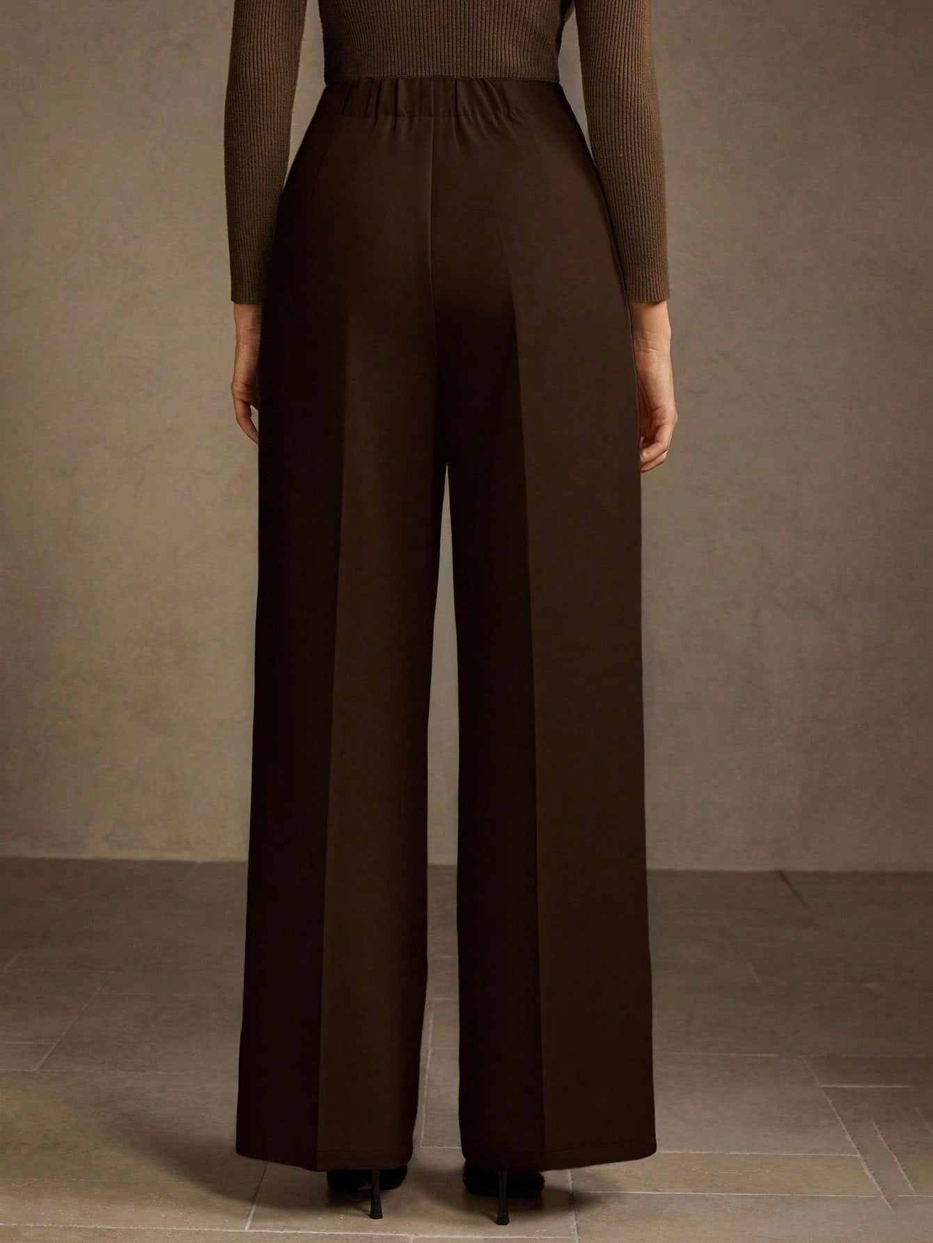 SOLID COLOR SEAM FRONT STRAIGHT LEG SUIT PANTS shein