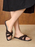 MOTF PREMIUM SQUARE-TOE SIMPLE AND COMFORTABLE WOMEN FLAT SANDALS