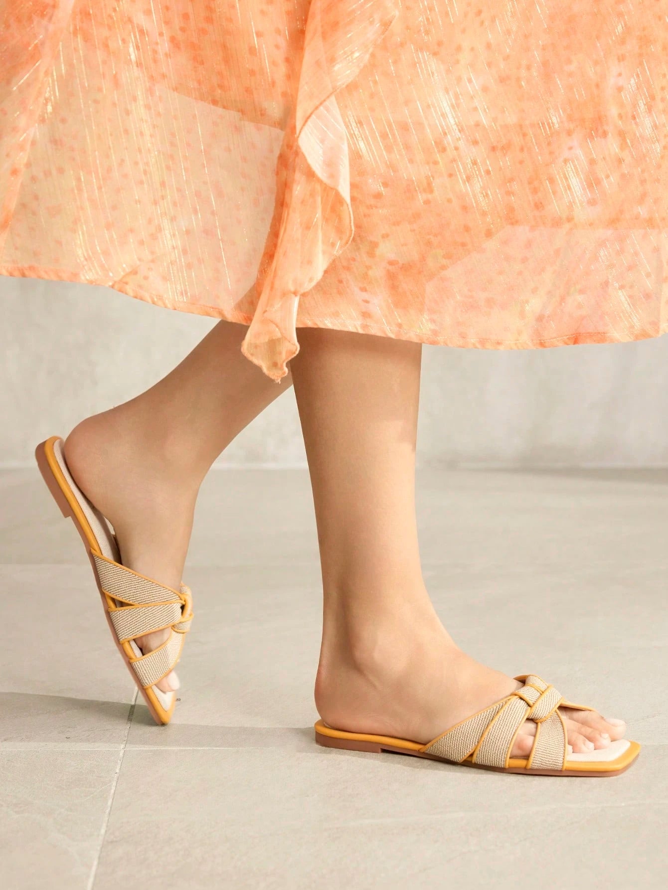 MOTF PREMIUM SQUARE-TOE SIMPLE AND COMFORTABLE WOMEN FLAT SANDALS