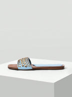 MOTF PREMIUM SQUARE TOE CONTRAST TRIM STUDDED FLAT SANDALS shein