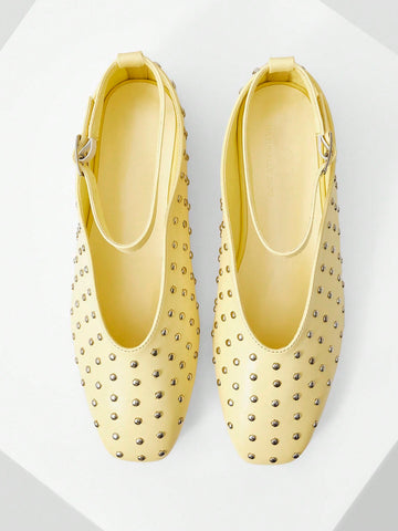 MOTF PREMIUM FASHION STUDDED FLAT SLIP-ON SPRING SHOES