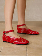 MOTF PREMIUM FASHION STUDDED FLAT SLIP-ON SPRING SHOES shein