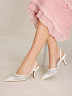 MOTF PREMIUM WOMEN'S FASHION MESH RHINESTONE BACKLESS POINTED TOE HIGH HEEL shein