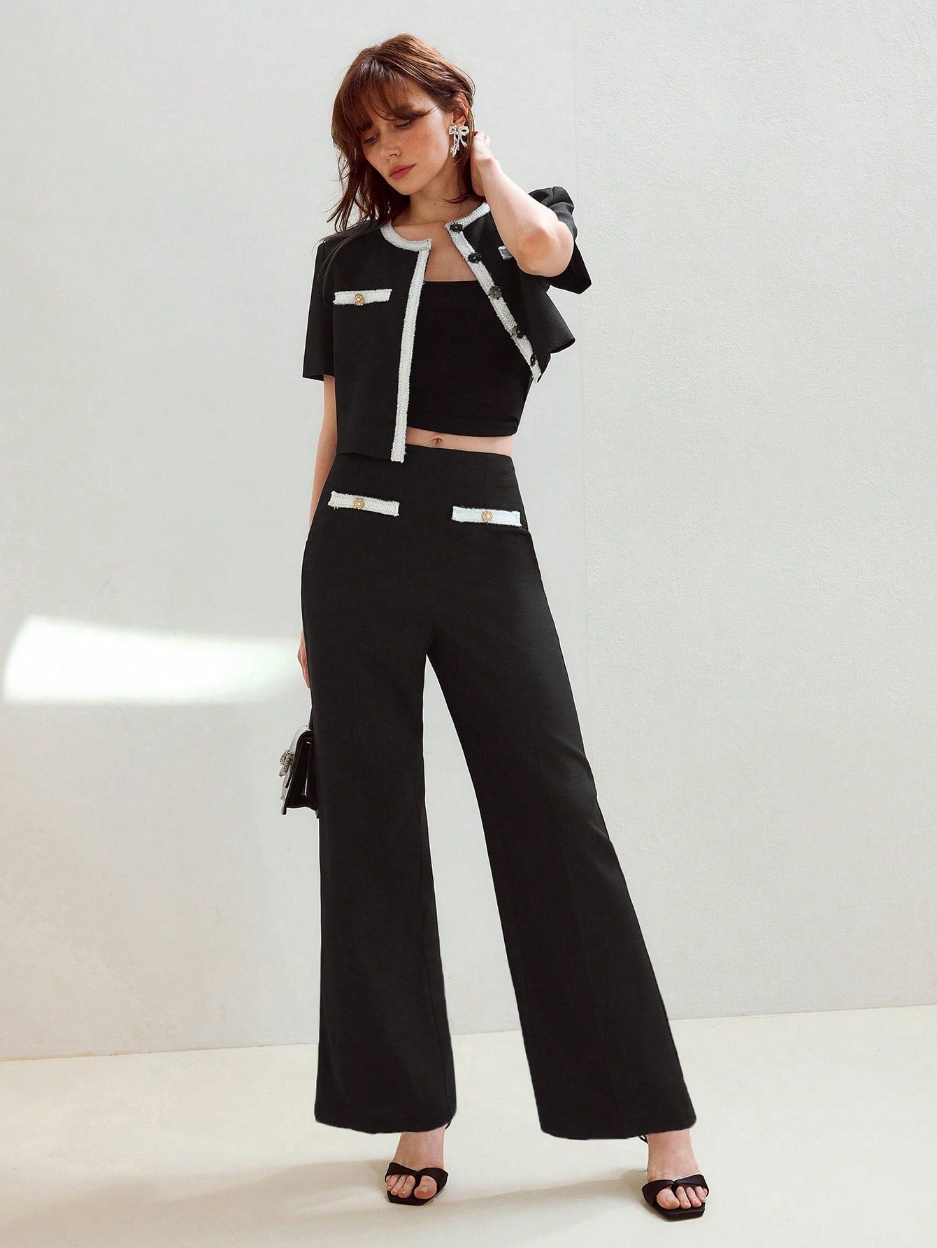 MOTF STUDIO CONTRAST BINDING PRESS CREASE SUIT PANTS