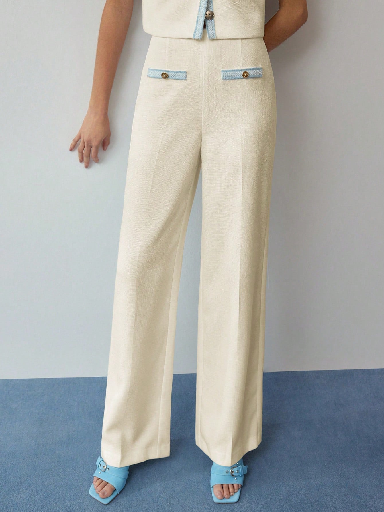 MOTF STUDIO CONTRAST BINDING PRESS CREASE SUIT PANTS