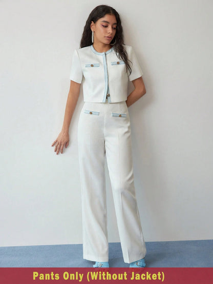 MOTF STUDIO CONTRAST BINDING PRESS CREASE SUIT PANTS