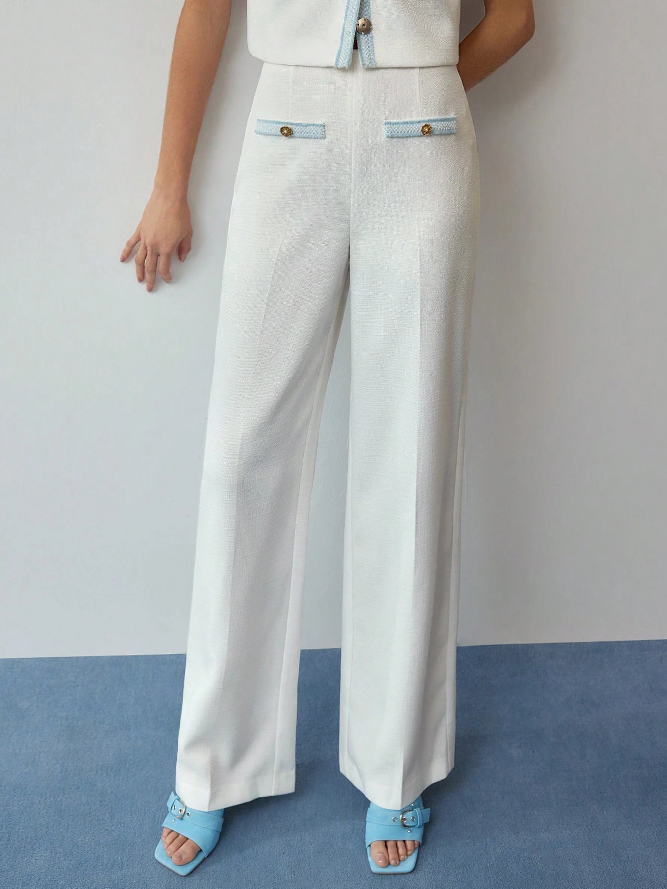 MOTF STUDIO CONTRAST BINDING PRESS CREASE SUIT PANTS