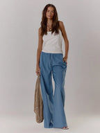 Textured Linen Feel Tie Waist Trouser shein