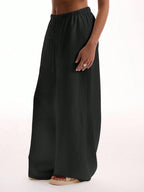 Textured Linen Feel Tie Waist Trouser shein