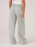 Woven Contrast Waistband Tailored Trousers shein