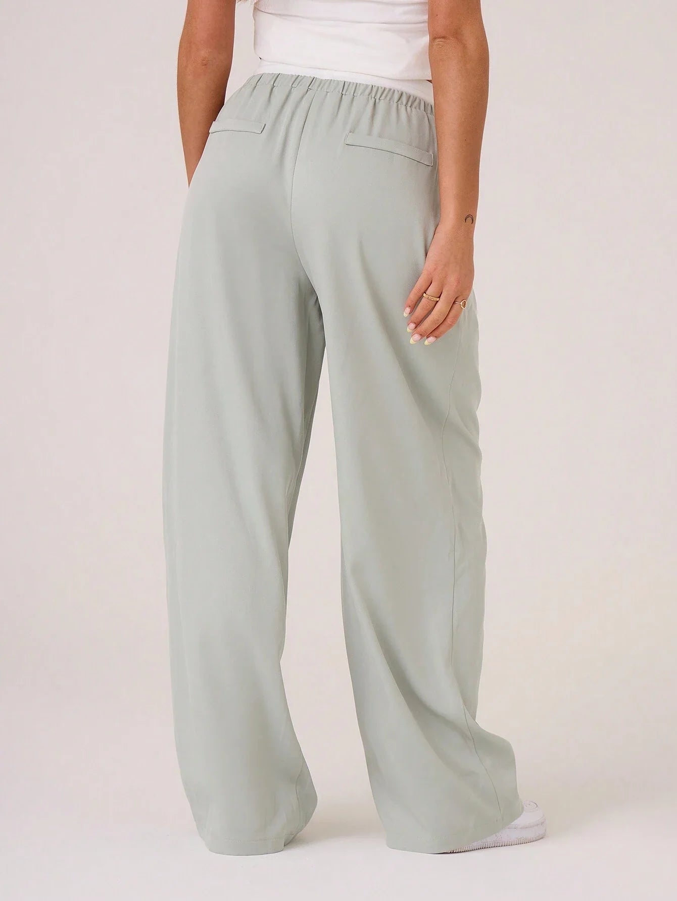 Woven Contrast Waistband Tailored Trousers shein