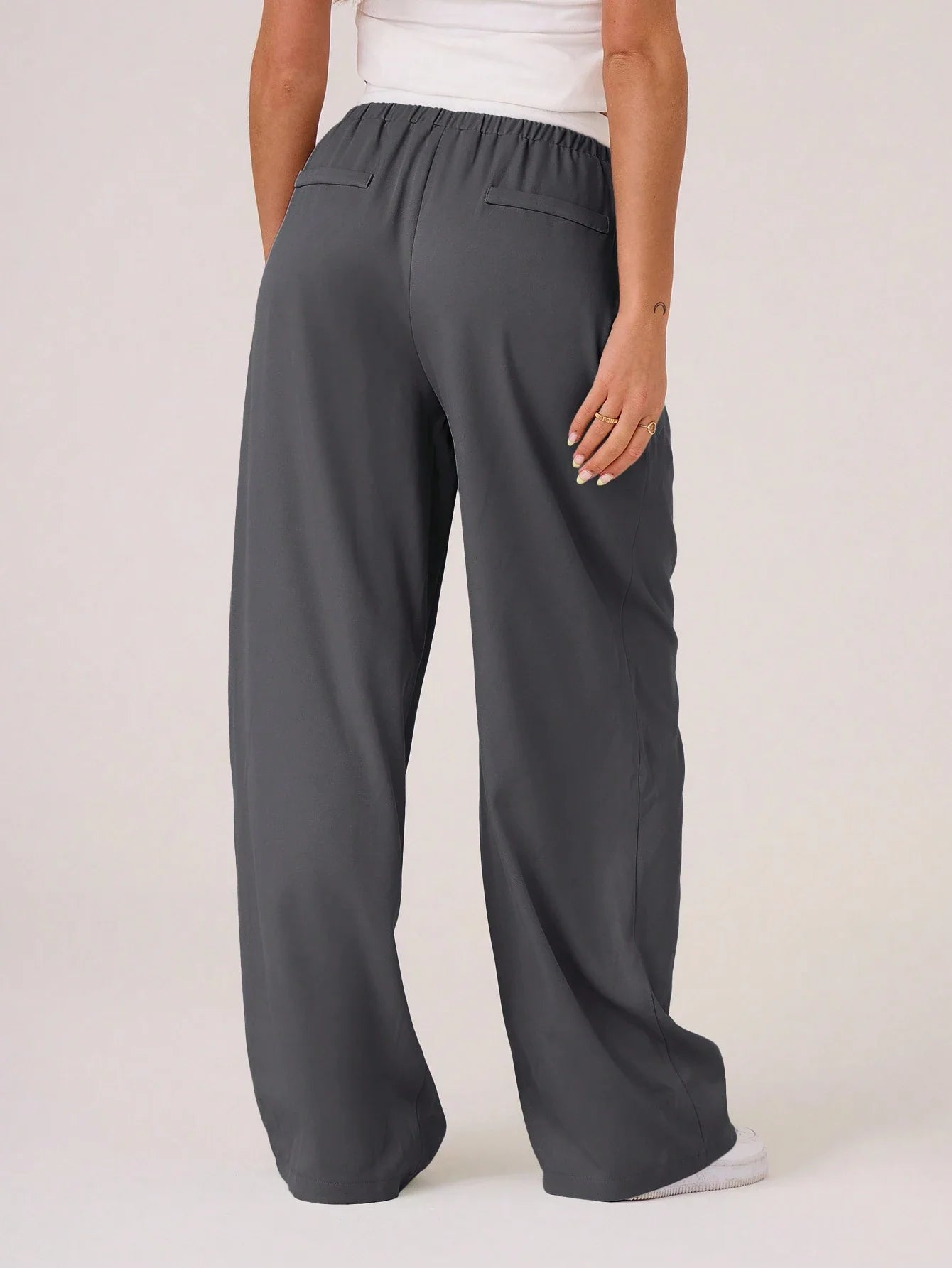 Woven Contrast Waistband Tailored Trousers shein