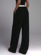 Woven Contrast Waistband Tailored Trousers shein