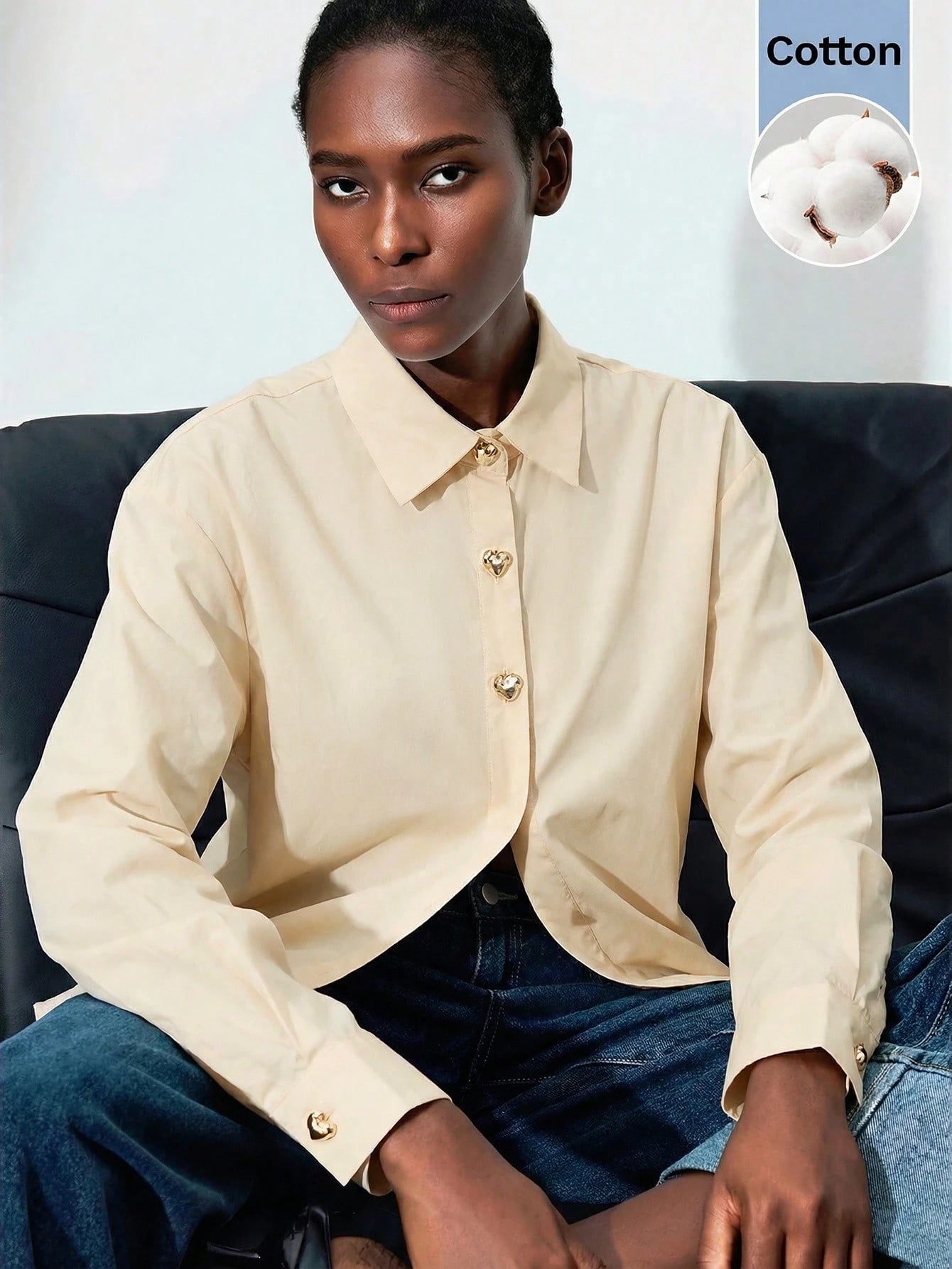 Lapel Long Sleeve Blouse shein