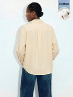 Lapel Long Sleeve Blouse shein