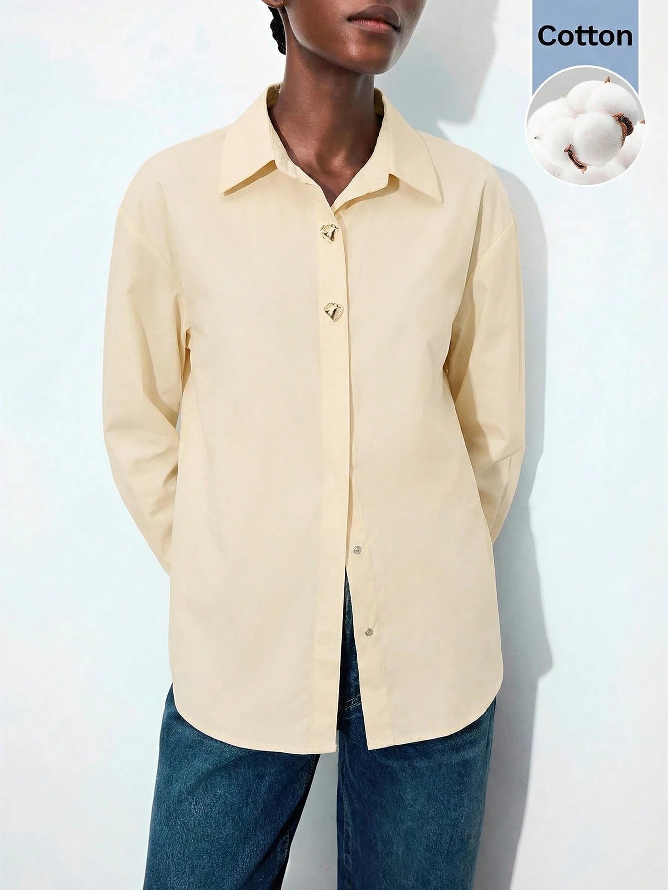 Lapel Long Sleeve Blouse shein