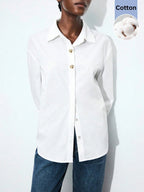 Lapel Long Sleeve Blouse shein