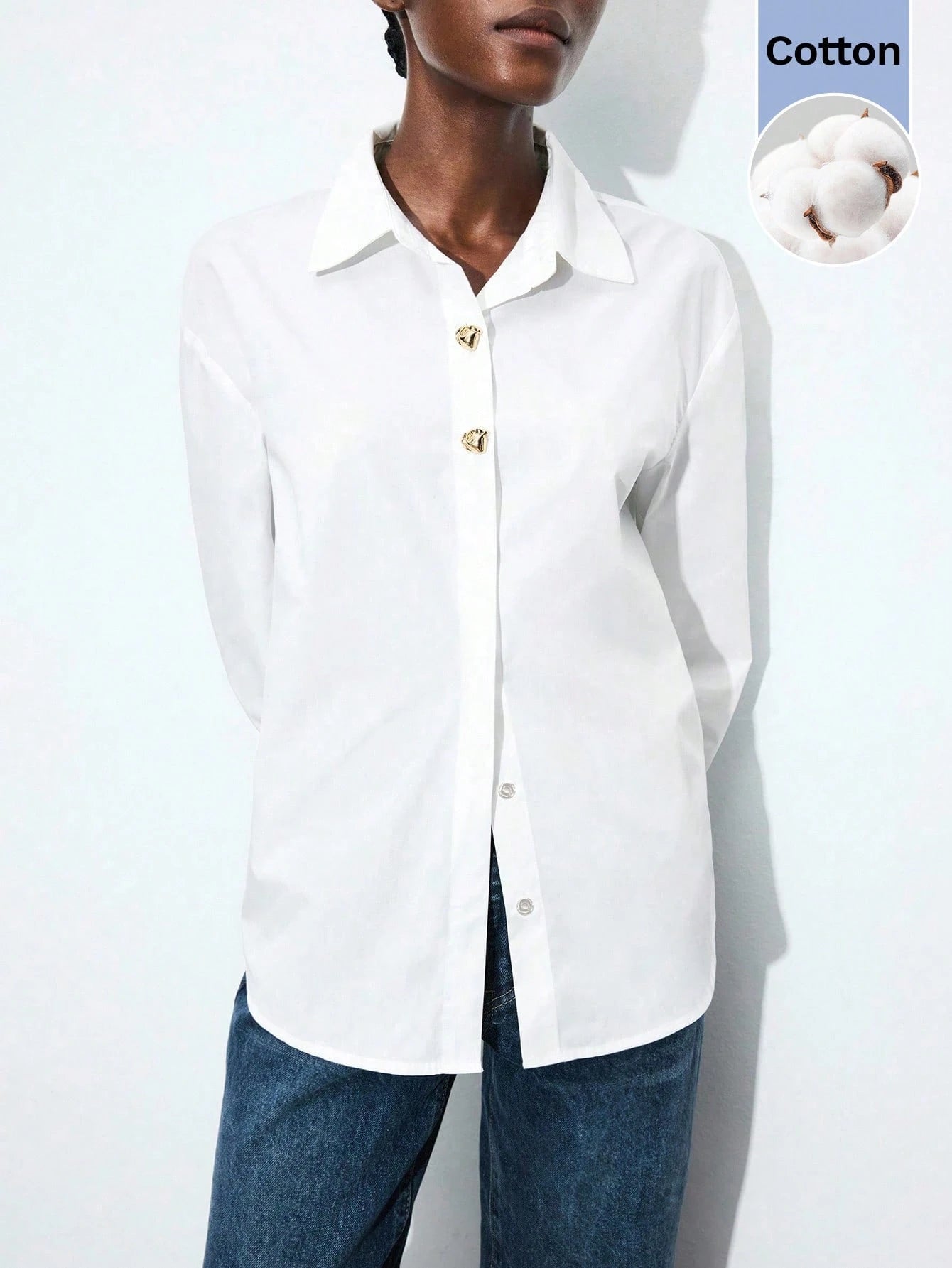 Lapel Long Sleeve Blouse shein