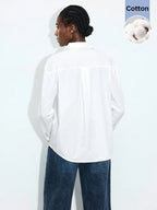 Lapel Long Sleeve Blouse shein