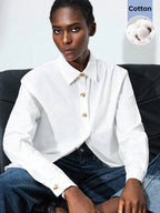 Lapel Long Sleeve Blouse shein