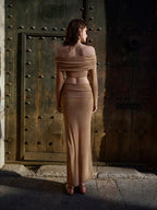 Glitter Knitted One-Shoulder Top Waisted Sexy Skirt shein