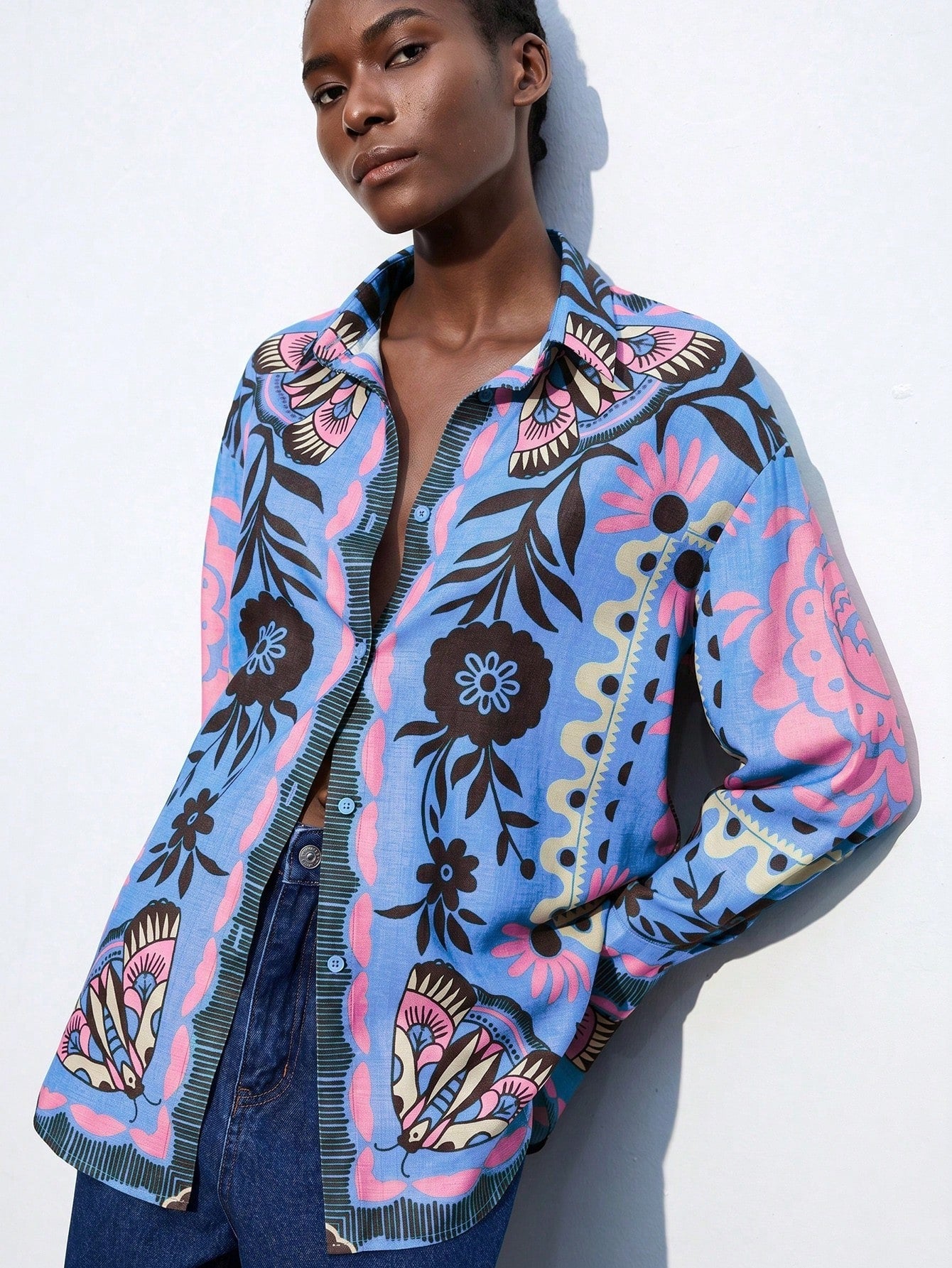 Contrast Casual Summer Boho Vacation Holiday Blouse shein