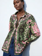 Contrast Casual Summer Boho Vacation Holiday Blouse shein