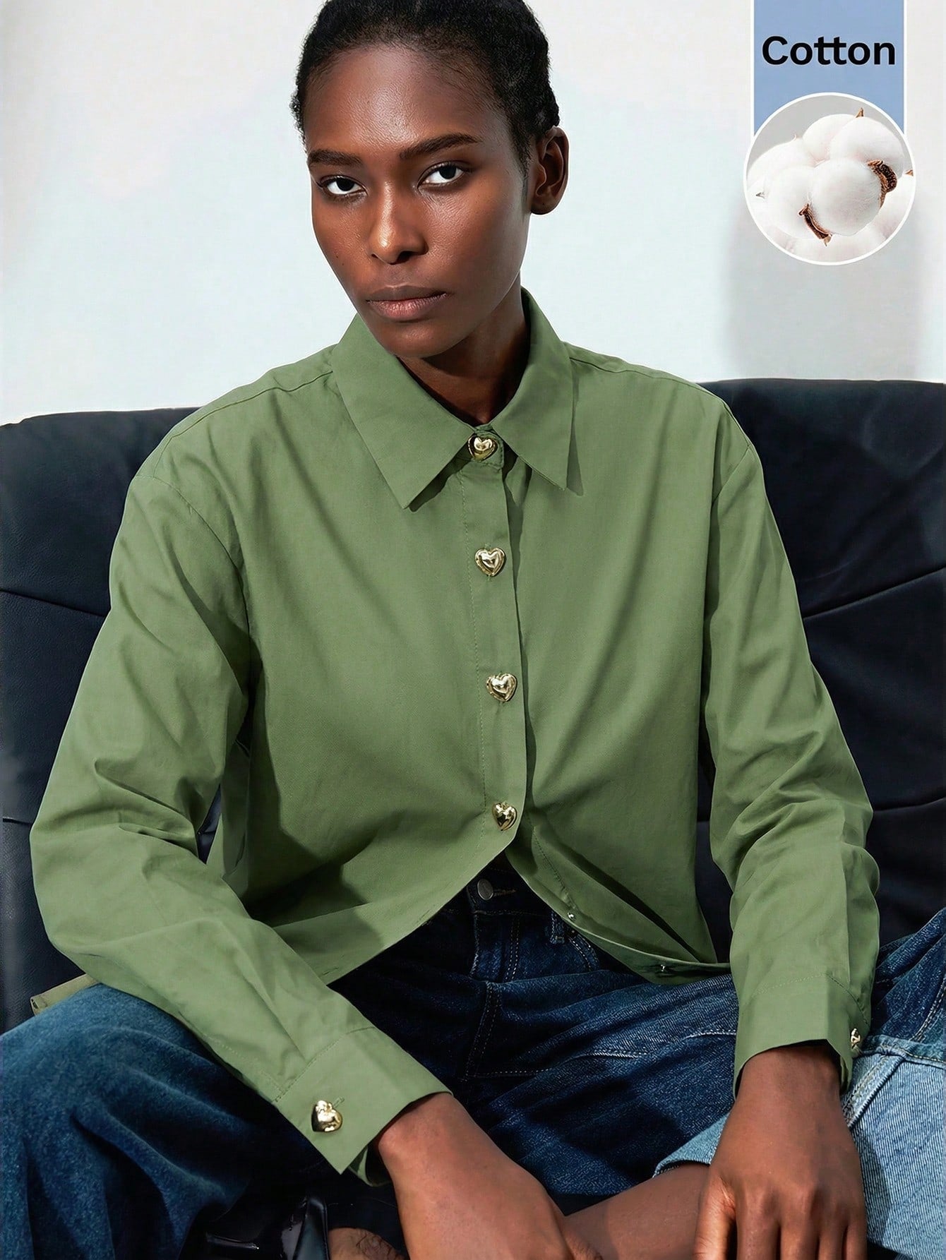 Lapel Long Sleeve Blouse shein