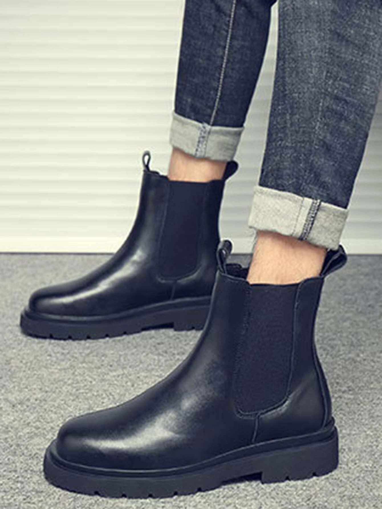 Men Minimalist Slip On Chelsea Boots shein