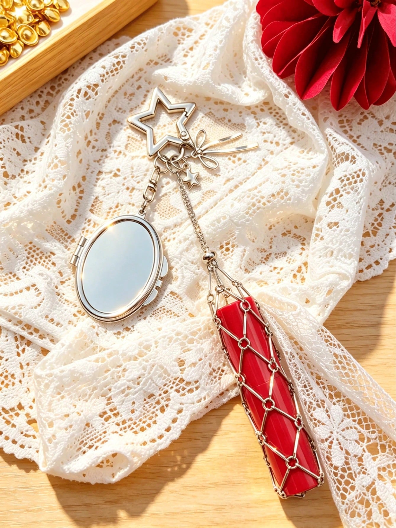 Metal Lipstick Holder Keychain shein