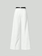 Mid-Waist Solid Color Elegant Straight Leg Pants With Belt
