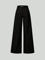 Mid-Waist Solid Color Elegant Straight Leg Pants With Belt