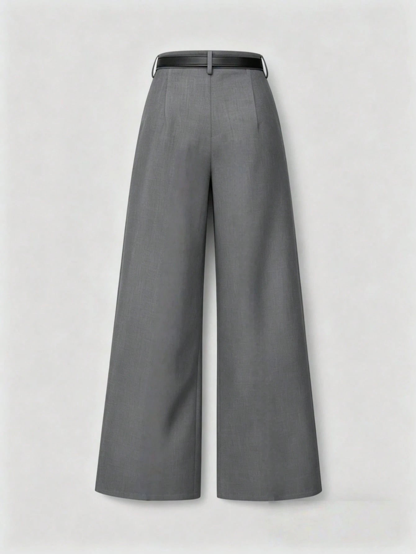 Mid-Waist Solid Color Elegant Straight Leg Pants With Belt